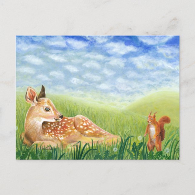 Carte Postale Illustration creusée dans l'herbe (Devant)