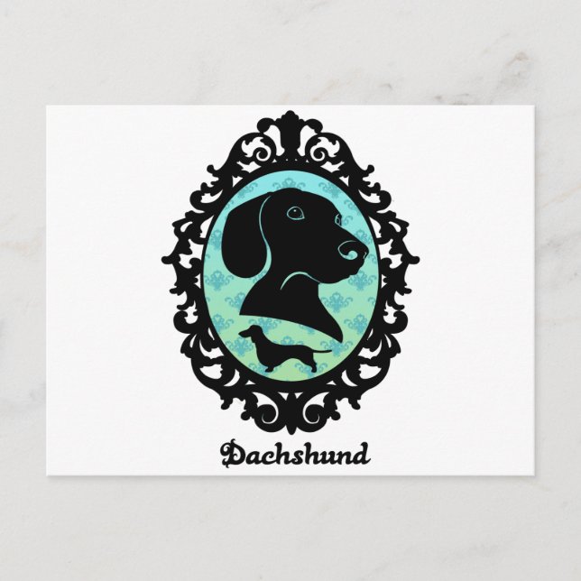 Carte Postale Illustration Dachshund encadrée (Devant)