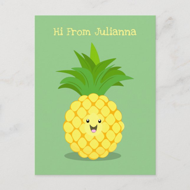 Carte Postale Illustration d'ananas mignon (Devant)