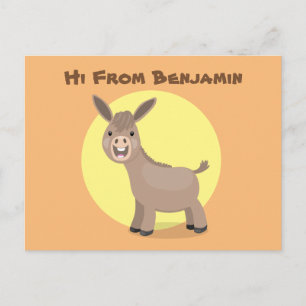 Carte Postale Illustration d'âne miniature joyeux