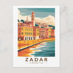 Carte Postale Illustration d'art de voyage vintage de Zadar Croa