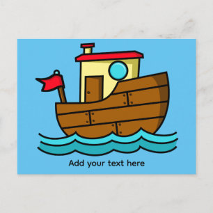 Carte Postale Illustration de bateau de dessin animé mignonne pe