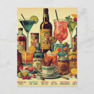 Carte Postale Illustration de boisson vintage