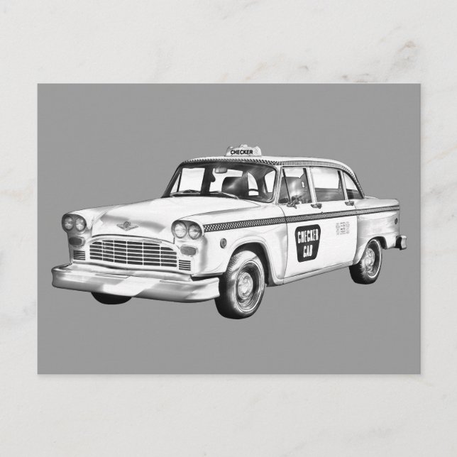 Carte Postale Illustration de cabine de taxi Checker (Devant)