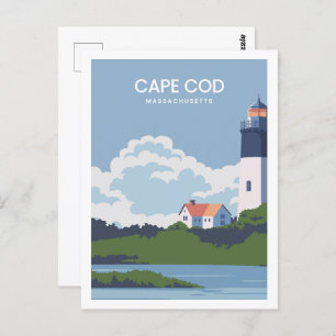 Carte Postale Illustration de Cape Cod Massachusetts Travel Plac