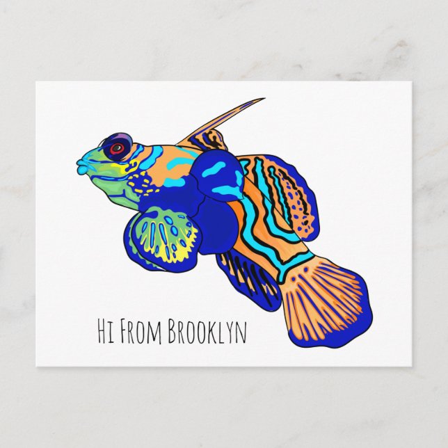Carte Postale illustration de cartoon de poisson mandarier (Devant)