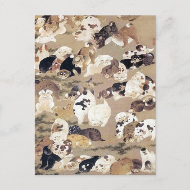 Carte Postale Illustration de cent chiens par Ito Jakuchu (Devant)