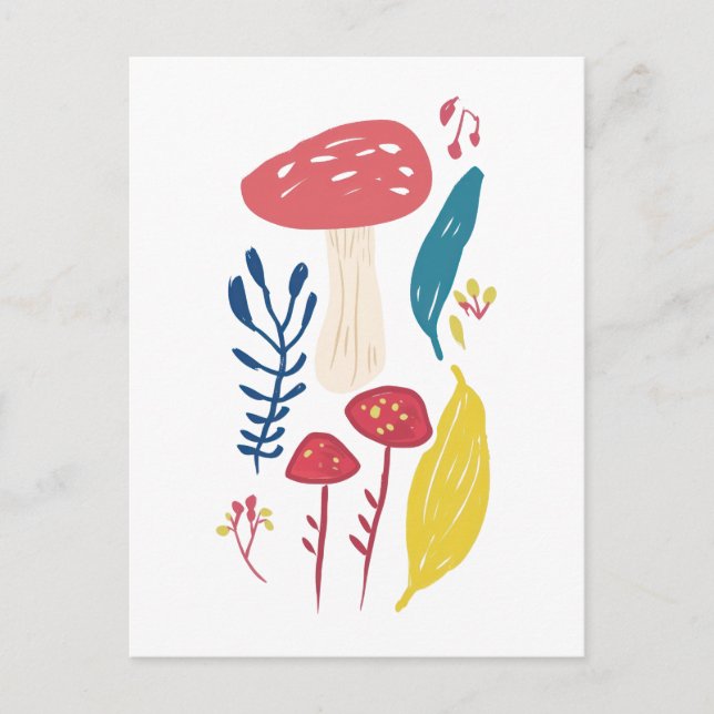 Carte Postale Illustration de champignon mûr Petite (Devant)