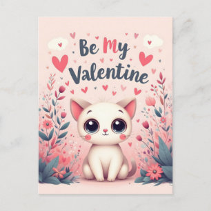 Carte Postale Illustration de chat mignon pour la Saint-Valentin