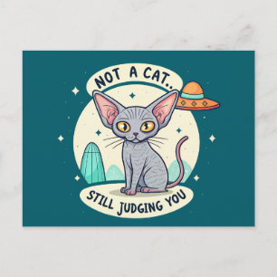 Carte Postale Illustration de chat Sphynx OVNI Sarcastique