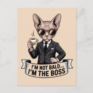 Carte Postale Illustration de chat Sphynx patron buvant du café