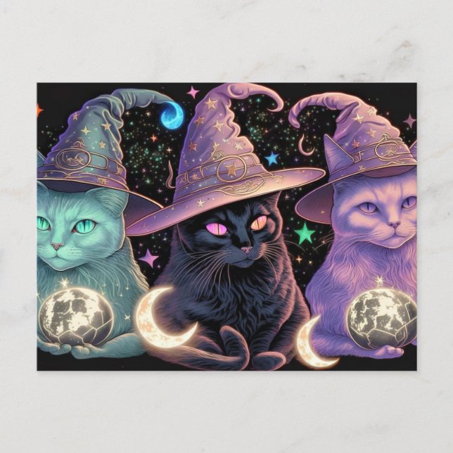 Carte Postale Illustration de chats de cuisine majestueuse (Devant)