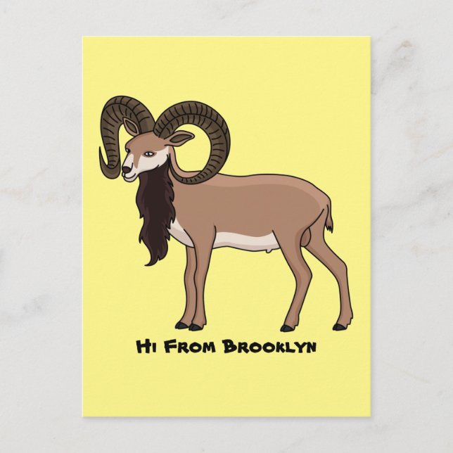 Carte Postale Illustration de chèvre de Mouflon (Devant)