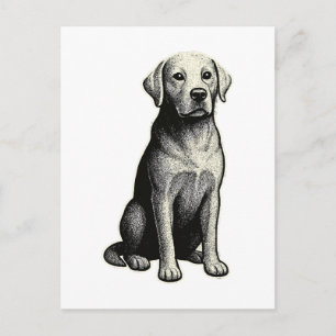 Carte Postale Illustration de chien assis vintage