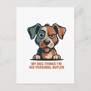 Carte Postale Illustration de citation drôle de chien majordome