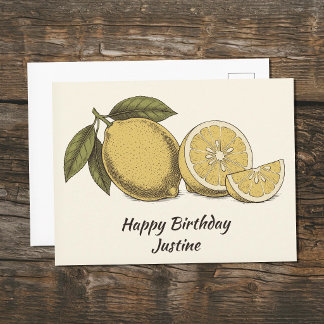 Carte Postale Illustration de citron vintage
