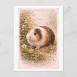 Carte Postale Illustration de cochon d'Inde de style vintage