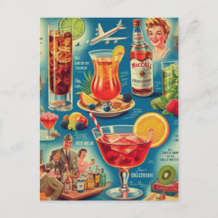 Carte Postale Illustration de cocktails vintages