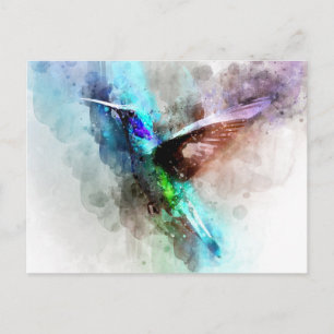 Carte Postale Illustration de colibri d'aquarelle