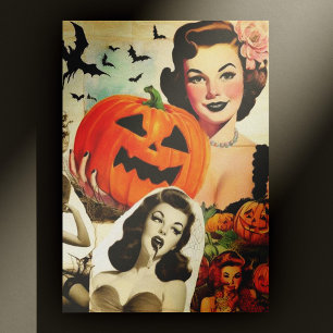 Carte Postale Illustration de collage Halloween vintage