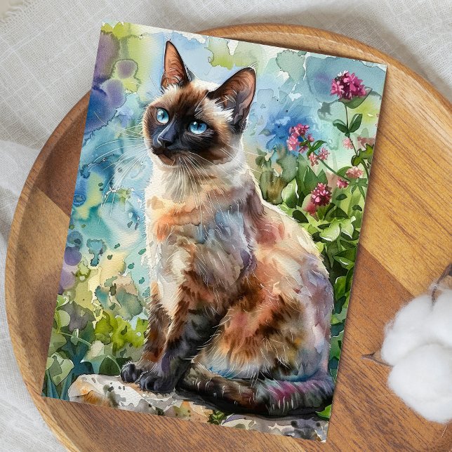 CARTE POSTALE ILLUSTRATION DE COULEUR D'EAU CAT ADORABLE (Créateur téléchargé)