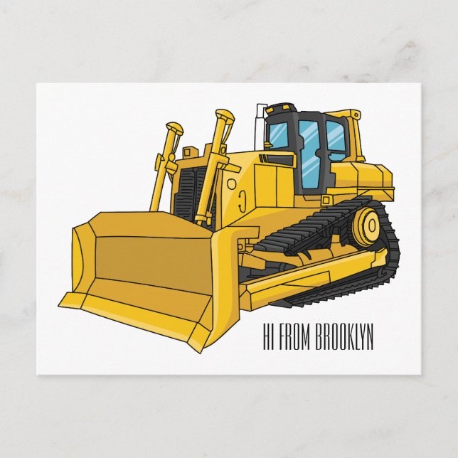 Carte Postale Illustration de dessin animé Bulldozer (Devant)