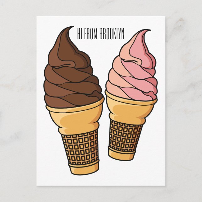 Carte Postale Illustration de dessin animé de cône de glace (Devant)