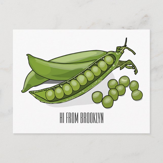 Carte Postale Illustration de dessin animé de pois  (Devant)