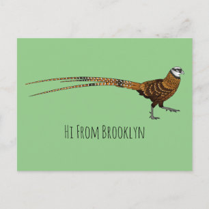 Carte Postale illustration de dessin animé d'oiseau faisan de Re