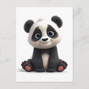 Carte Postale Illustration de dessin animé d'ours panda assis