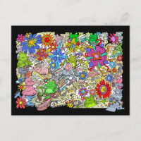 Illustration de dessin, de cochons, de fleurs et d