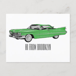 Carte Postale Illustration de dessin de voiture classique 1959
