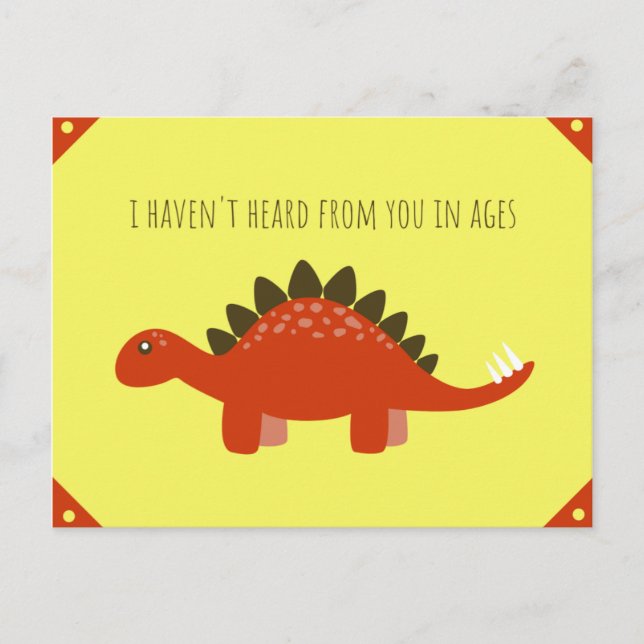 Carte Postale Illustration de dinosaure orange jaune et rouge dr (Devant)