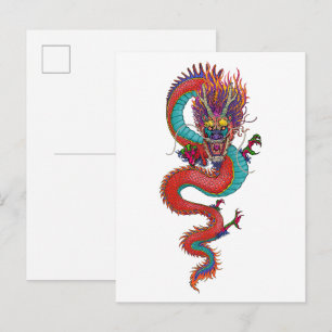 Carte Postale Illustration de dragon chinois ancien