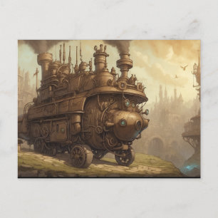 Carte Postale Illustration de fantasy de moteur Steampunk vintag