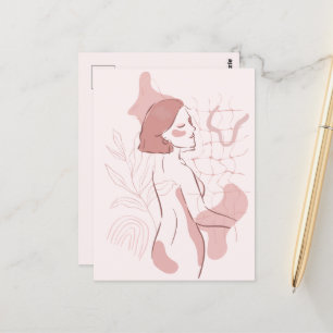 Carte Postale Illustration de femme boho abstraite 