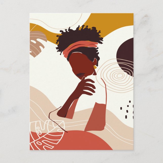 Carte Postale Illustration de femme noire, Portrait (Devant)