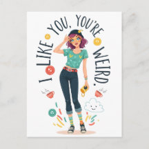 Illustration de fille bizarre cool Je t'aime drôle