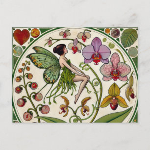 Carte Postale Illustration de fleur de fée d'orchidée           