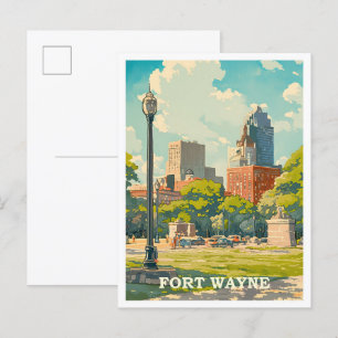 Carte Postale Illustration de Fort Wayne Indiana Art Vintage voy