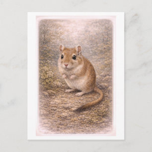 Carte Postale Illustration de gerbille de style vintage