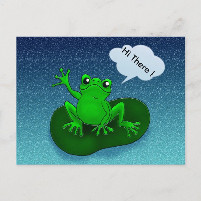 Carte Postale Illustration de grenouille dessin animé sur une fe (Devant)