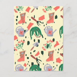 Carte Postale Illustration de gribouillis de jardin printanier