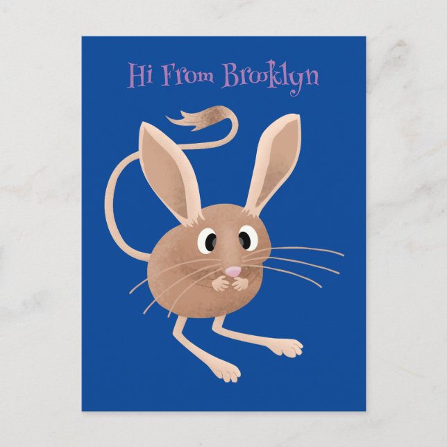 Carte Postale Illustration de jerboa aux longues oreilles (Devant)