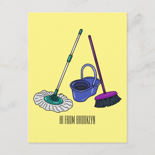 Carte Postale Illustration de la bande dessinée Broom & mop (Devant)