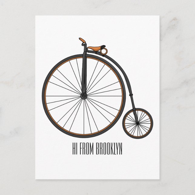 Carte Postale Illustration de la bande dessinée de vélo à grande (Devant)