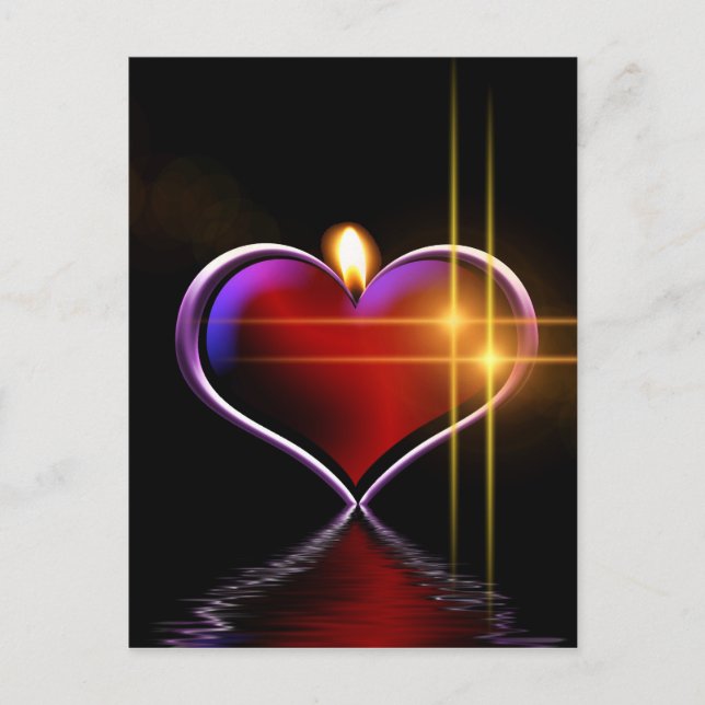 Carte Postale Illustration de la bougie cardiaque artistique col (Devant)