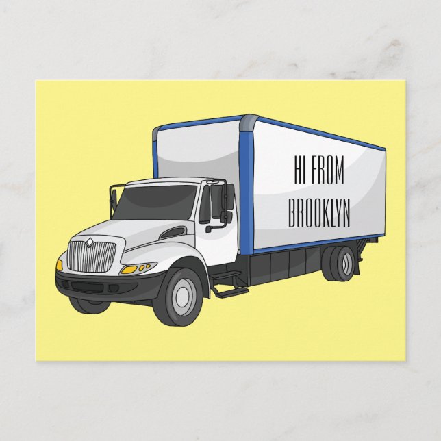 Carte Postale Illustration de la caricature du camion-boîte (Devant)