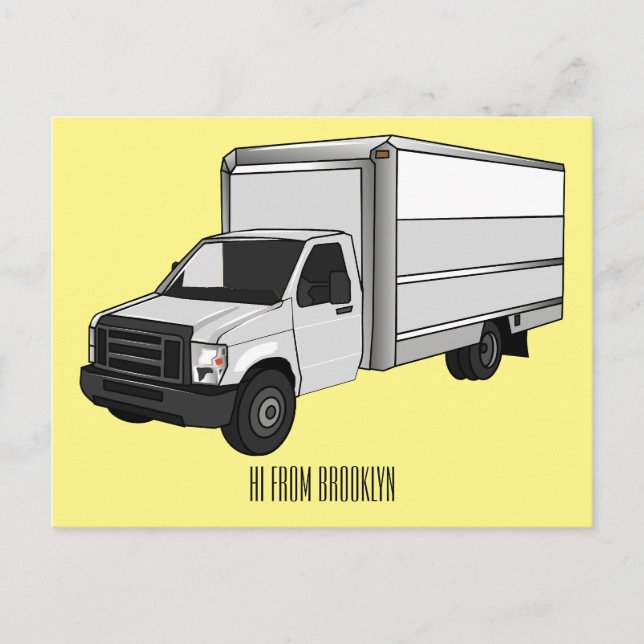 Carte Postale Illustration de la caricature du camion-boîte (Devant)