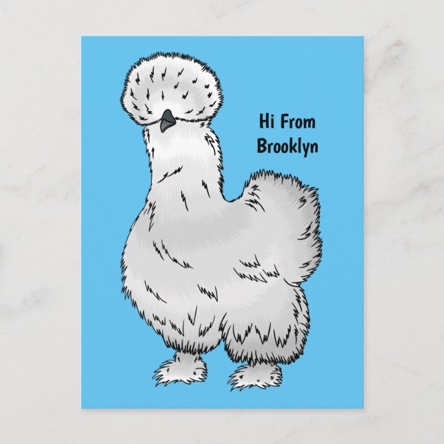 Carte Postale Illustration de la caricature du poulet Silkie (Devant)